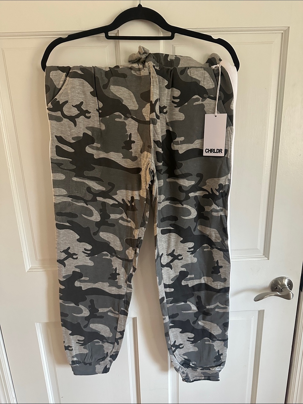 CHRLDR new Camo Joggers in Gray and Black. Large.